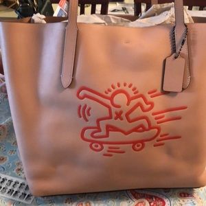 Coach x Keith Haring pale pink tote bag